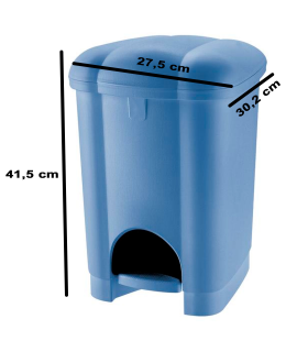 Tradineur - Cubo de basura con pedal y recipiente interior, plástico, contenedor de residuos, papelera de cocina, reciclaje (Azul, 16 litros, 41,5 x 27,5 x 30,2 cm)