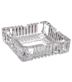 Tradineur - Cenicero cuadrado de cristal con 4 muescas para cigarros, interior y exterior, resistente, hostelería, hogar, 10,6 x 10,6 x 3,5 cm