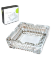 Tradineur - Cenicero cuadrado de cristal con 4 muescas para cigarros, interior y exterior, resistente, hostelería, hogar, 10,6 x 10,6 x 3,5 cm