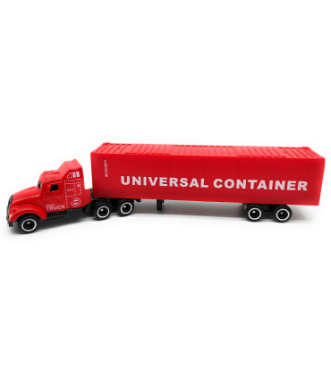 Tradineur - Camión container de juguete, vehículo a escala de metal y plástico para niños, coleccionar, interacción, 19,5 cm, color aleatorio