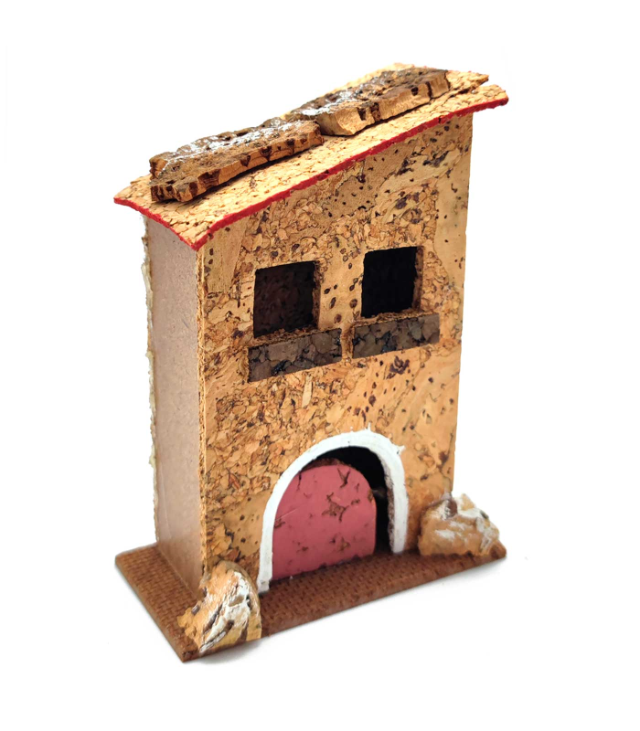 Tradineur - Figura de casita para belén - Fabricado en corcho - Edificio decorativo para nacimiento, navidad, decoración tradicional - 10 x 8 x 4 cm - Modelo surtido