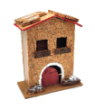 Tradineur - Figura de casita para belén - Fabricado en corcho - Edificio decorativo para nacimiento, navidad, decoración tradicional - 10 x 8 x 4 cm - Modelo surtido