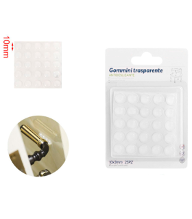 Tradineur - Pack de 25 gomas antideslizantes transparentes, gotas, lágrimas de plástico adhesivas, almohadilla autoadhesiva, protector antigolpes, muebles, sillas, puertas, 10 x 3 mm