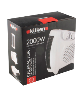 Tradineur - Calefactor küken horizontal y vertical 2000 W, calefactor de aire eléctrico de baño, termostato regulable, 2 niveles, piloto luminoso