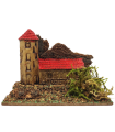 Tradineur - Casita, edificio para Belén, corcho y resina, adorno para nacimiento, pesebre, artesano, decoración tradicional de Navidad, 7,5 x 10,5 x 7,5 cm, modelo aleatorio