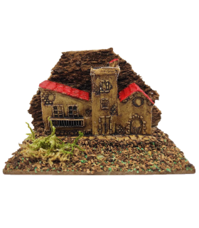 Tradineur - Casita, edificio para Belén, corcho y resina, adorno para nacimiento, pesebre, artesano, decoración tradicional de Navidad, 7,5 x 10,5 x 7,5 cm, modelo aleatorio