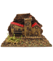 Tradineur - Casita, edificio para Belén, corcho y resina, adorno para nacimiento, pesebre, artesano, decoración tradicional de Navidad, 7,5 x 10,5 x 7,5 cm, modelo aleatorio