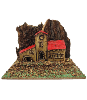 Tradineur - Casita, edificio para Belén, corcho y resina, adorno para nacimiento, pesebre, artesano, decoración tradicional de Navidad, 7,5 x 10,5 x 7,5 cm, modelo aleatorio