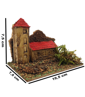 Tradineur - Casita, edificio para Belén, corcho y resina, adorno para nacimiento, pesebre, artesano, decoración tradicional de Navidad, 7,5 x 10,5 x 7,5 cm, modelo aleatorio