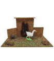 Tradineur - Corral de corcho con animales de resina para Belén, adorno, granja para nacimiento, pesebre, Navidad, decoración tradicional, 8,8 x 15,5 x 9 cm, modelo aleatorio