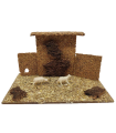 Tradineur - Corral de corcho con animales de resina para Belén, adorno, granja para nacimiento, pesebre, Navidad, decoración tradicional, 8,8 x 15,5 x 9 cm, modelo aleatorio