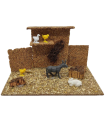 Tradineur - Corral de corcho con animales de resina para Belén, adorno, granja para nacimiento, pesebre, Navidad, decoración tradicional, 8,8 x 15,5 x 9 cm, modelo aleatorio