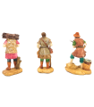 Tradineur - Set de 3 pastores para Belén, durexina, figuras decorativas de aldeanos y pescador para nacimiento, adorno artesano, pesebre, Navidad, 9,5 cm