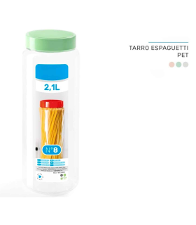 Tradineur - Tarro de plástico Nº 8 - Incluye tapa - Ideal para la conservación de tus alimentos - Capacidad de 2,1 Litros - 28 x 10,5 cm