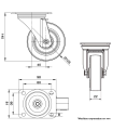 Tradineur - Rueda giratoria para muebles, goma y hierro, incluye placa de montaje, rueda de transporte para cargas pesadas, industrial, peso máx. 100 kg, Ø 125 mm