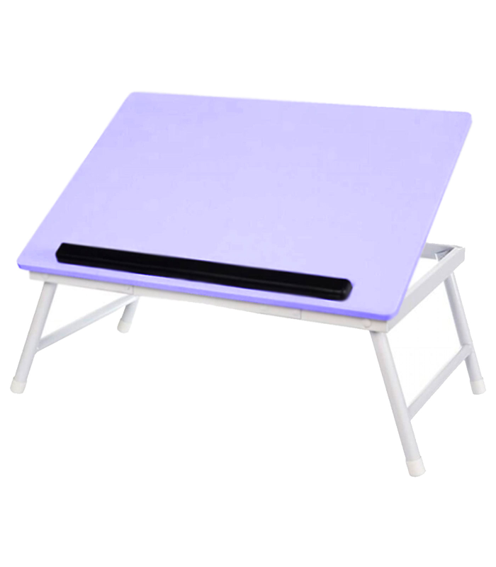 Tradineur - Mesa de madera plegable, estructura metálica - Bandeja multiusos con patas para desayuno, cama, resistente - 45 x 32 x 19 cm - Color Surtido (Rosa/Azul)