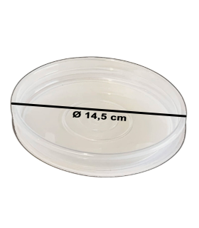 Tradineur - Plato transparente de plástico para maceta, bandeja, platillo redondo para tiesto de interior, exterior, jardín, terraza o balcón, Ø 14,5 cm