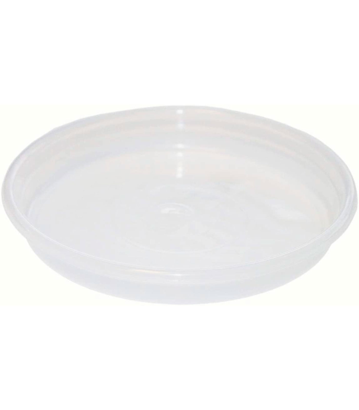 Tradineur - Plato transparente para maceta, plástico, bandeja, platillo redondo para tiesto de interior, exterior, jardín, terraza o balcón, Ø 16 cm