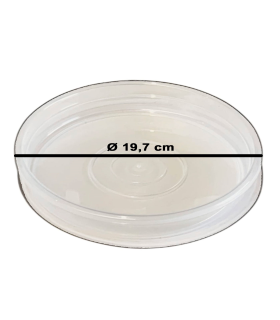 Tradineur - Plato transparente para maceta, bandeja de plástico, platillo redondo para tiesto de interior, exterior, jardín, terraza o balcón, Ø 19,7 cm