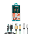 Tradineur - Cable trenzado USB / Tipo-C - Longitud de 1 Metro - Alto rendimiento, transmisión de datos y carga de datos - 2.4 A - Color Surtido