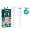 Tradineur - Cable USB / Tipo-C - Longitud de 3 Metro - Alto rendimiento, transmisión de datos y carga de datos - 2.4 A