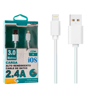 Tradineur - Cable USB / iOS - Longitud de 3 Metro - Alto rendimiento, transmisión de datos y carga de datos - 2.4 A