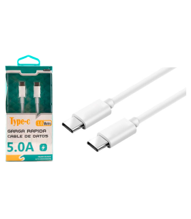 Tradineur - Cable USB Tipo-C / Tipo-C - Longitud de 1 Metro - Cable SD, Alto rendimiento, transmisión de datos y carga de datos - 5.0 A