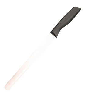 Tradineur - Cuchillo jamonero de acero inoxidable, hoja de 25 cm y mango ergonómico de plástico, cuchillo para cortado de jamón, corte preciso, profesional - 38,5 cm