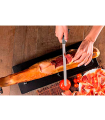 Tradineur - Cuchillo jamonero de acero inoxidable, hoja de 25 cm y mango ergonómico de plástico, cuchillo para cortado de jamón, corte preciso, profesional - 38,5 cm