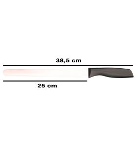 Tradineur - Cuchillo jamonero de acero inoxidable, hoja de 25 cm y mango ergonómico de plástico, cuchillo para cortado de jamón, corte preciso, profesional - 38,5 cm