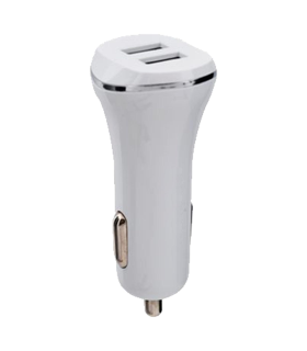 Tradineur - Cargado de mechero para coche - Alto rendimiento / Carga rápida - 2 Puertos USB - Color Blanco