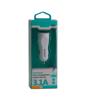 Tradineur - Cargado de mechero para coche - Alto rendimiento / Carga rápida - 2 Puertos USB - Color Blanco