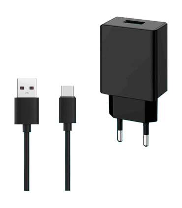 Tradineur - Cargador para móviles 2,4A - Cable USB Tipo-C - Alto rendimiento / Carga rápida - 1 Puertos USB - Color Negro