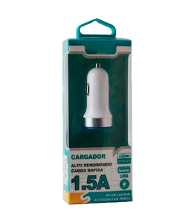 Tradineur - Cargado de mechero para coche 1.5A - Alto rendimiento / Carga rápida - 1 Puertos USB - Sin cable - Color Blanco