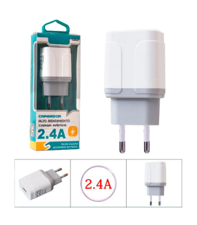 Tradineur - Cargado de móviles 2.4A - Alto rendimiento / Carga rápida / Calidad - Puertos USB - Sin cable - Color Blanco