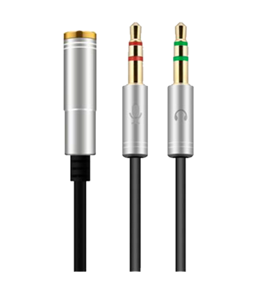 Tradineur - Cable jack de auricular y micrófono - Jack 3,5 mm - Longitud de 0,4 Metros - Acto para teléfonos, Tablets, Ordenadores - Color Surtido