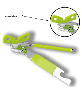 Tradineur - Abrelatas de mariposa con sacachapas, abrebotellas manual de acero inoxidable, abridor, descapsulador con mango antideslizante, apto para lavavajillas, 17,5 cm