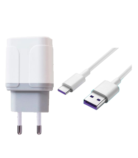 Tradineur - Cargador para móviles - Cable USB Tipo-C - Alto rendimiento / Carga rápida - 1 Puertos USB - Color Blanco