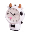 Tradineur - Reloj infantil analógico, despertador con diseño de vaca - Multifunciones - Fabricado en plástico resistente - 20 x 15 x 12 cm