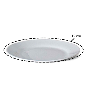 Plato redondo fabricado en porcelana, ideal para servir postres o aperitivos, apto para lavavajillas. 2 x 19 cm (alto x diámetro)