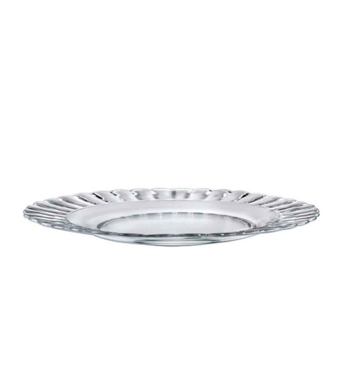 Plato llano de vidrio París, servir, cocina, hostelería, ensaladas, servir, dimensiones 2 x 26 cm (altura x diámetro)