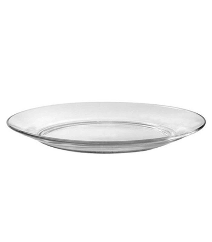 Plato llano de vidrio, transparente, cocina, hostelería, ensaladas, servir, dimensiones 2 x 23,5 cm (altura x diámetro)