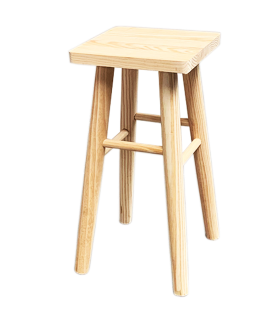 Tradineur - Taburete cuadrado de madera con patas redondeadas, banqueta con reposapiés para bar, cocina, hogar, 47 x 24 x 24 cm