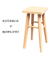 Tradineur - Taburete cuadrado de madera con patas redondeadas, banqueta con reposapiés para bar, cocina, hogar, 47 x 24 x 24 cm