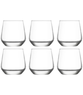 Tradineur - Set de 6 vasos de cristal para whisky, modelo "Lal", base gruesa, resistentes, aptos para lavavajillas, servir bedidas, agua, fiestas, 8,8 x 8,5 cm, 345 ml