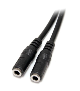 Tradineur - Cable de audio jack con doble entrada - Jack 3,5 mm - Longitud de 13 centímetros - Ideal para compartir su música, películas y juegos favoritos - Color Negro