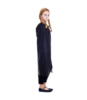 Tradineur - Capa infantil de punto con capucha, accesorio disfraz de vampiro, superhéroe, carnaval, halloween, cosplay, fiestas, niños, talla única, 90 cm, negro