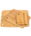 Tradineur - Set de 3 tablas de cortar de bambú, incluyen agujero para colgar, duraderas y resistentes, natural, ecológico, fácil de limpiar, cocina, 36 x 28 cm, 28 x 22 cm y 19 x 14 cm