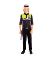 Tradineur - Disfraz de policía infantil, agente policía local, fibra sintética, incluye camiseta, pantalón, gorra y cinturón, carnaval, Halloween, cosplay, niños (5-6 años)