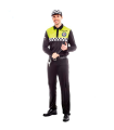 Tradineur - Disfraz de policía para adulto, agente policía local, fibra sintética, incluye camiseta, pantalón, gorra y cinturón, carnaval, Halloween, cosplay (Hombre, Talla L)